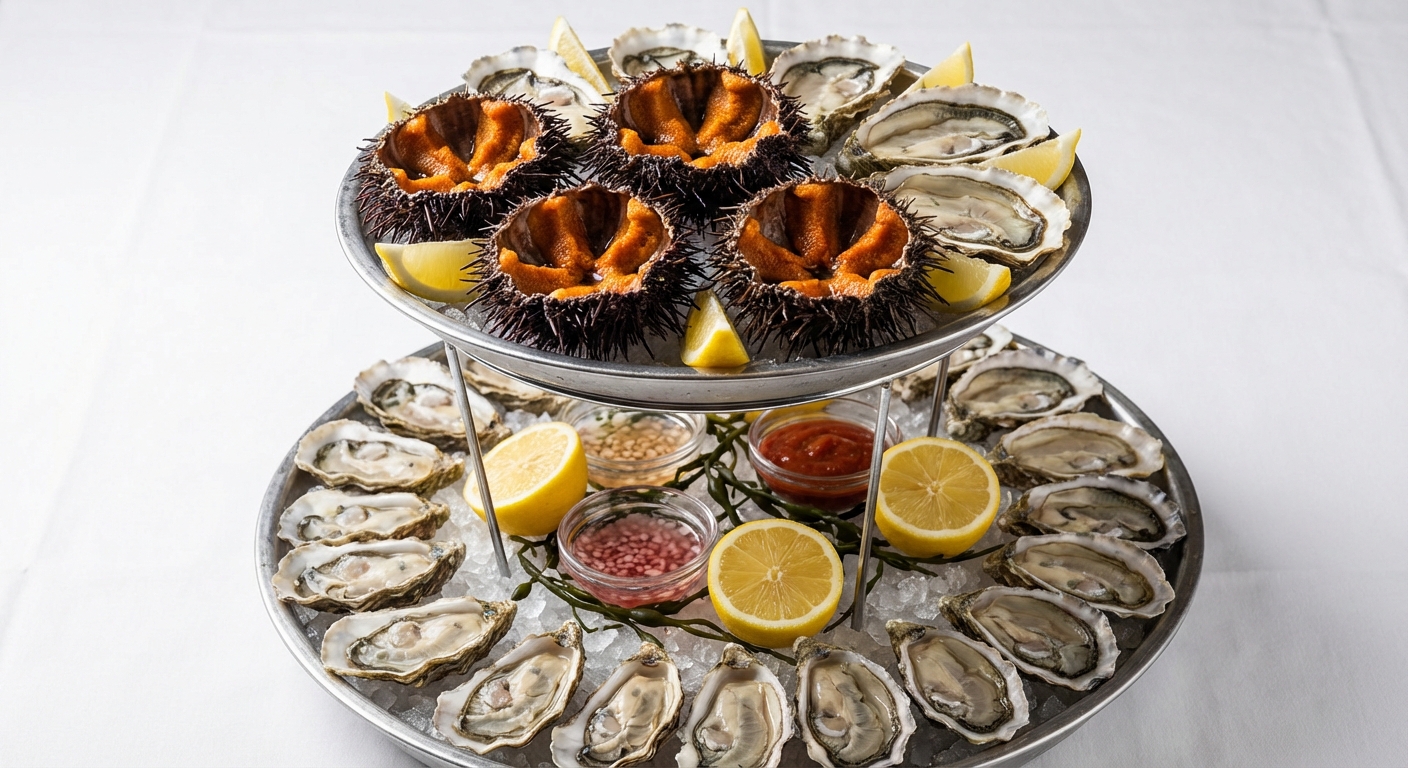 Plateau raffiné d'huîtres et oursins frais - L'huîtrier Paris 17