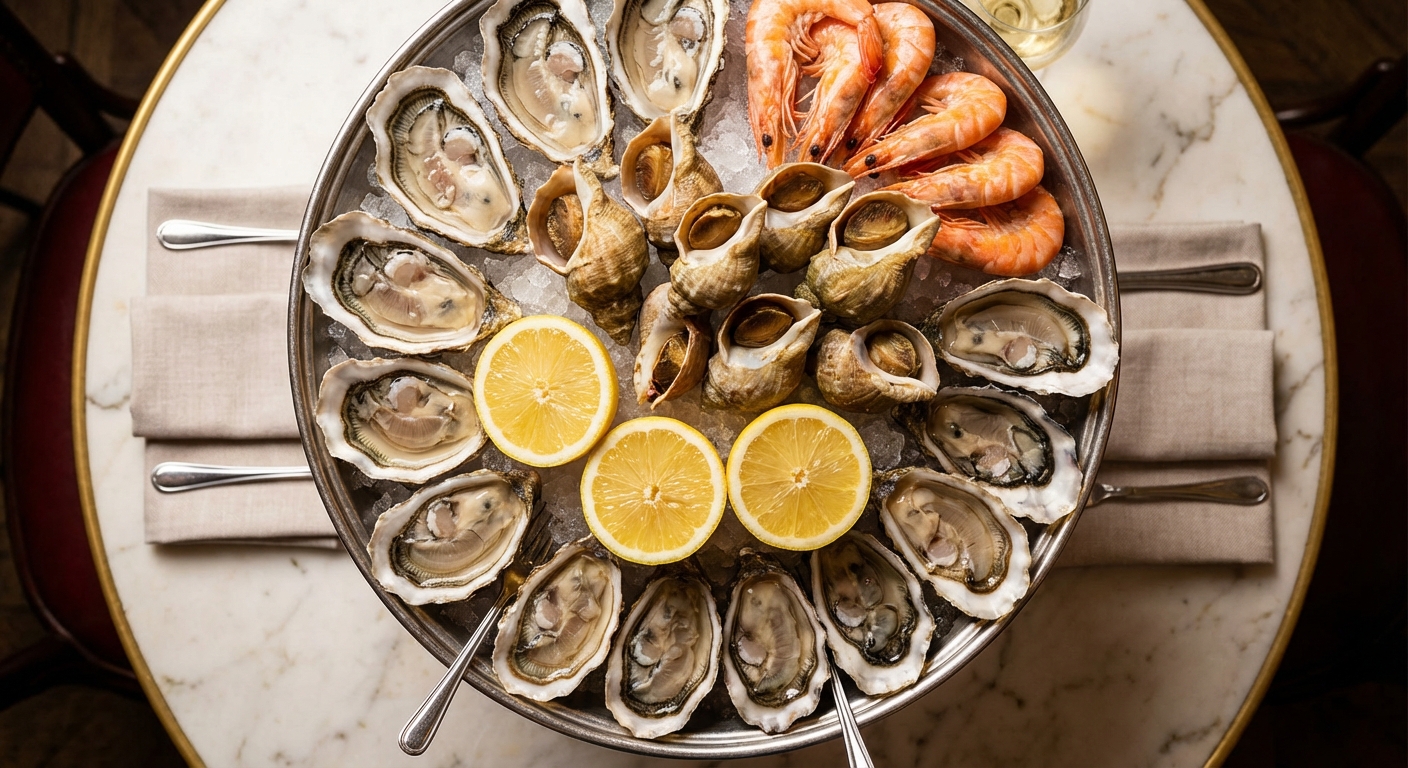Plateau de fruits de mer pour 2 personnes - 12 huîtres, bulots, crevettes roses